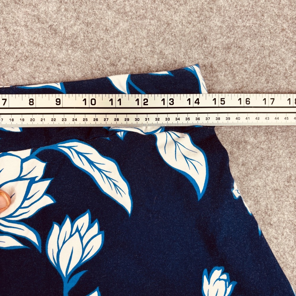 Talbots Floral A-Line Skirt Womens SP Navy Blue White Tropical Cotton Blend - Picture 6 of 7